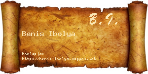 Benis Ibolya névjegykártya